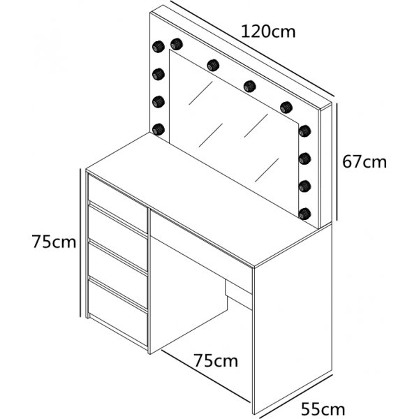 Facada sminkbord med spegel och belysning Facada sminkbord med spegel och belysning