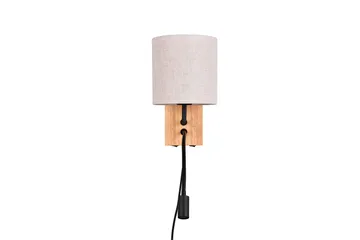 Nilam Vägglampa med läslampa 18 cm LED + E27 trä - Trä/Beige - Products - Belysning - Lampor & belysning inomhus - Sovrumslampa - Sänglampa - Sänglampa vägg