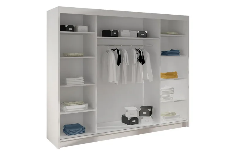 Cyria Garderob med rymlig Förvaring och Skjutdörrar med Spegel 200x215 cm - Brun/Vit - Products - Förvaring - Garderober & garderobssystem