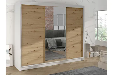 Cyria Garderob med Spegel 200x215 cm - Brun/Vit - Products - Förvaring - Garderober & garderobssystem