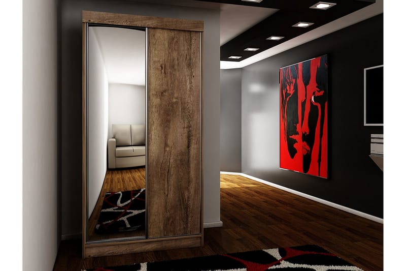 Dunkra Garderob m. Spegel 100x200 cm - Brun - Products - Förvaring - Garderober & garderobssystem