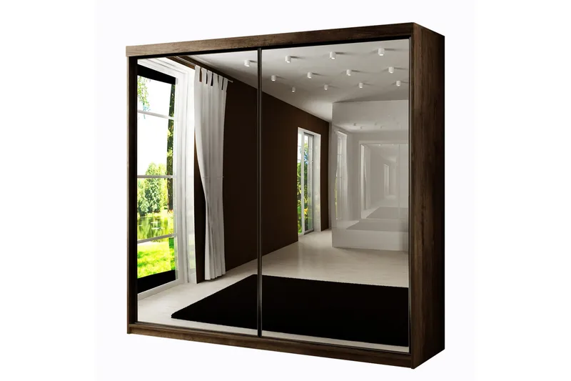 Dunkra Garderob m. Spegel 200x200 cm - Brun - Products - Förvaring - Garderober & garderobssystem