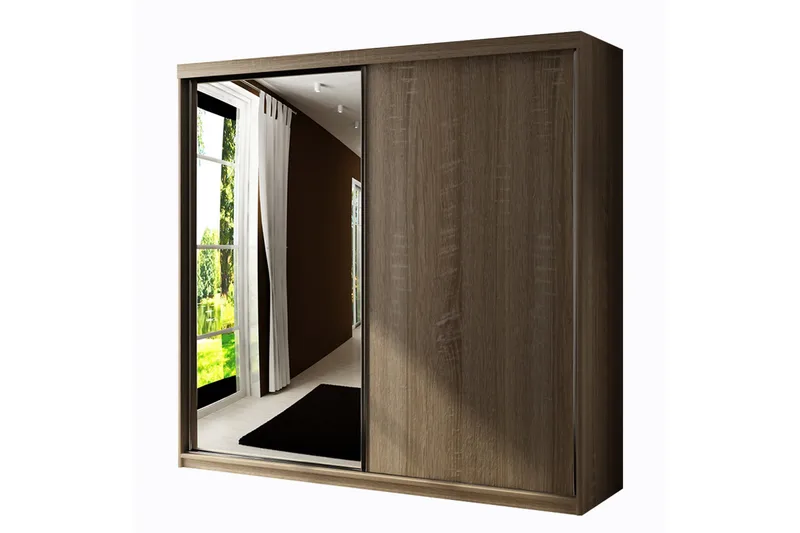 Dunkra Garderob m. Spegel 200x200 cm - Brun/Beige - Products - Förvaring - Garderober & garderobssystem