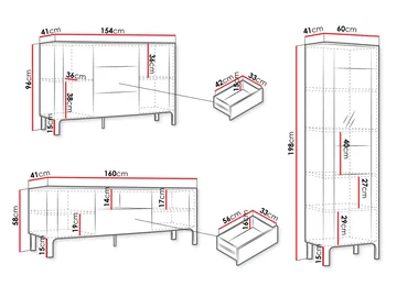 Aggarwal Möbelset för Vardagsrum med Belysning - Products - Förvaring - Förvaringsmöbler - Möbelset för vardagsrum