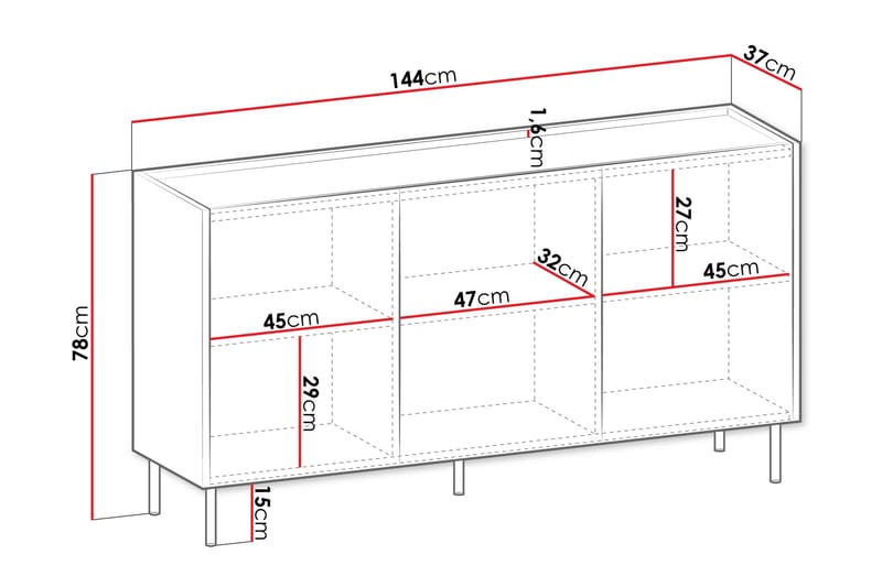 Akihito Byrå 144 cm - Brun - Products - Förvaring - Förvaringsmöbler - Byrå
