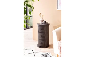 Sideboard Wohnling Runt massivt trä lantlig stil Svart, 3 lådor - Svart, 3 lådor - Products - Förvaring - Förvaringsmöbler - Byrå - Hallbyrå