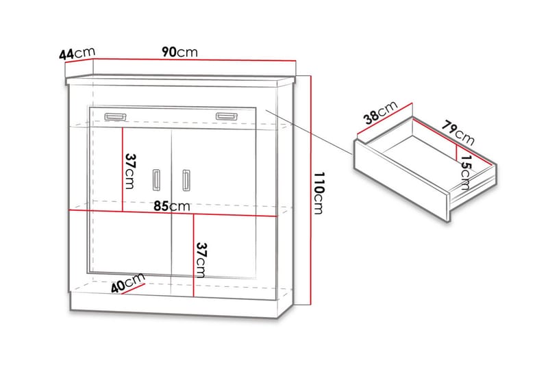 Tadeusz Byrå 90x44x110 cm - Brun - Products - Förvaring - Förvaringsmöbler - Byrå - Hallbyrå