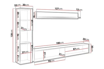 Galbally Möbelset För Vardagsrum White - Products - Förvaring - Förvaringsmöbler - Möbelset för vardagsrum