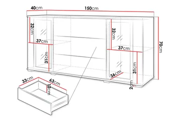 Gamal Skänk 150x40 cm - Brun - Products - Förvaring - Förvaringsmöbler - Sideboard & skänk