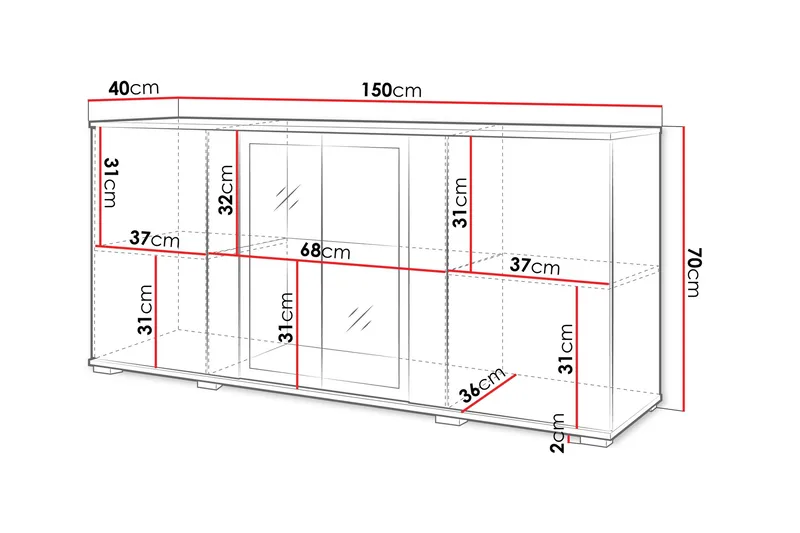 Gamal Skänk 150x40 cm - Svart - Products - Förvaring - Förvaringsmöbler - Sideboard & skänk