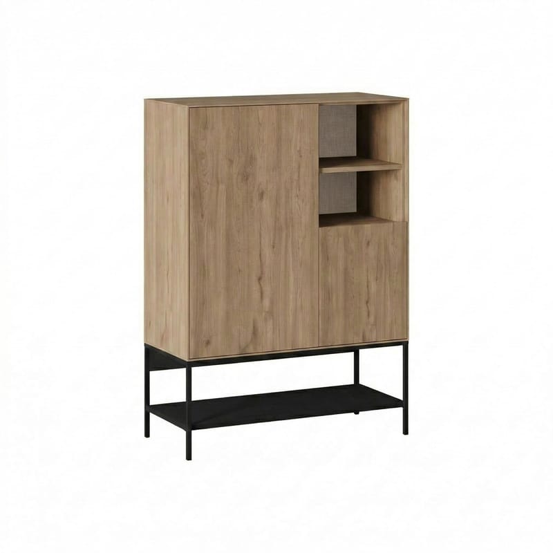 Kenvor Sideboard 90x125x40 cm, naturlig ek trä svart svart