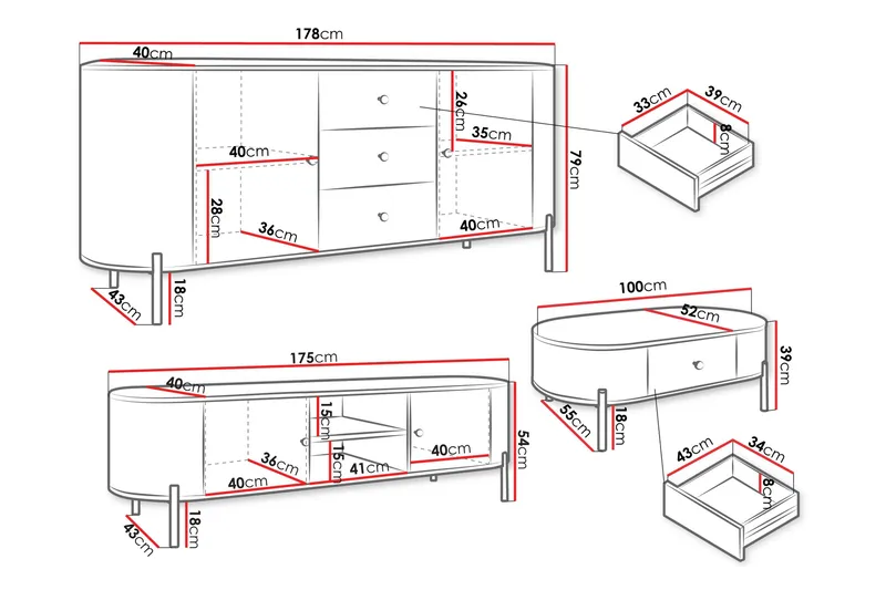 Maggio Möbelset För Vardagsrum - Beige - Products - Förvaring - Förvaringsmöbler - Möbelset för vardagsrum