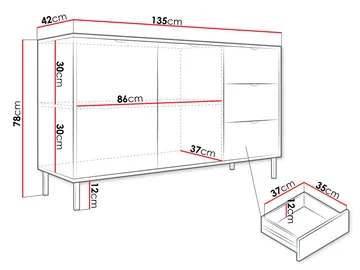 Salmor Skänk 135x42 cm - Vit - Products - Förvaring - Förvaringsmöbler - Sideboard & skänk