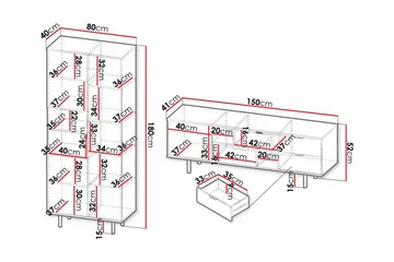 Staffin Möbelset För Vardagsrum - Svart - Products - Förvaring - Förvaringsmöbler - Möbelset för vardagsrum