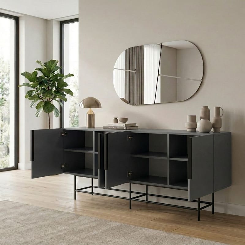 Truvia Konsol 200x77,9x40 cm - Antracit och svart - Products - Förvaring - Förvaringsmöbler - Sideboard & skänk