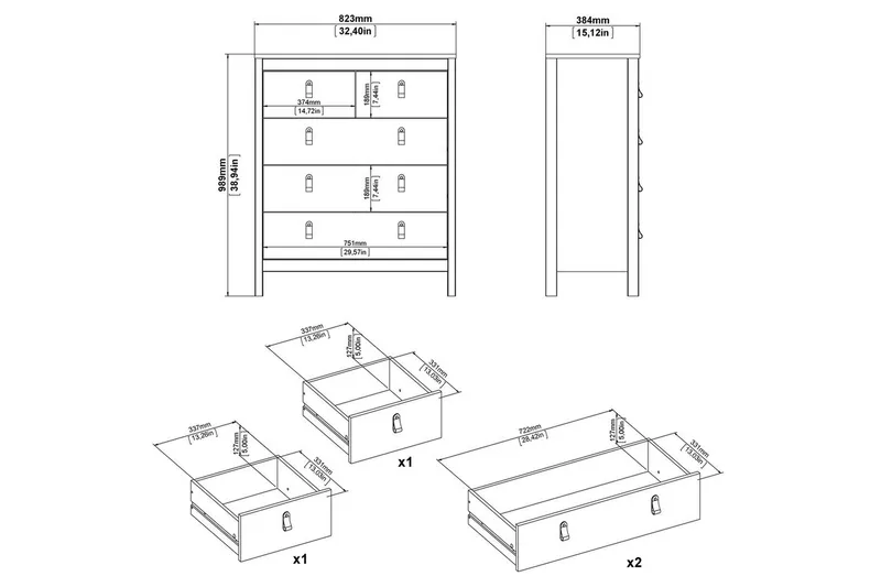 Vallvidera Byrå 82,3 cm - Svart - Products - Förvaring - Förvaringsmöbler - Byrå