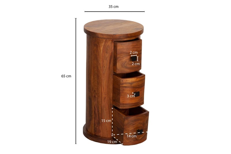 Willowdale Sideboard 35 cm 3 Lådor Runt - Brun - Products - Förvaring - Förvaringsmöbler - Sideboard & skänk