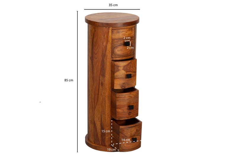 Willowdale Sideboard 35 cm 4 Lådor Runt - Brun - Products - Förvaring - Förvaringsmöbler - Sideboard & skänk
