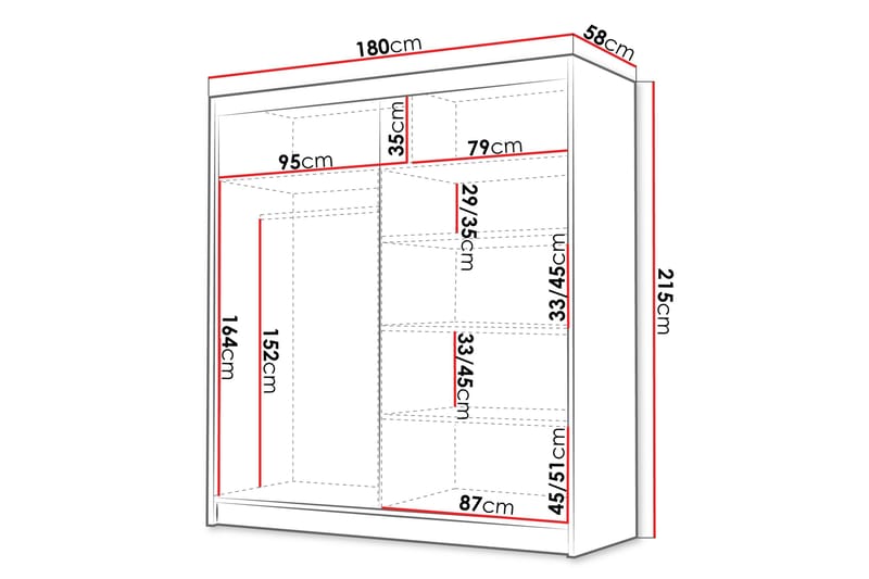 Chavez Garderob 180x215 cm - Svart - Products - Förvaring - Garderober & garderobssystem - Garderobsskåp