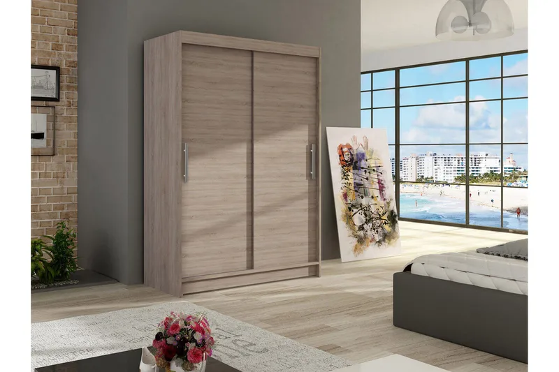 Estella Garderob 120 cm Skjutdörrar - Beige/Trä/Natur - Products - Förvaring - Garderober & garderobssystem - Garderobsskåp