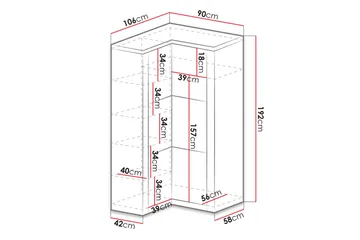 Indianapolis Garderob 106x58x192 cm - Mörk ask - Products - Förvaring - Garderober & garderobssystem - Hörngarderob