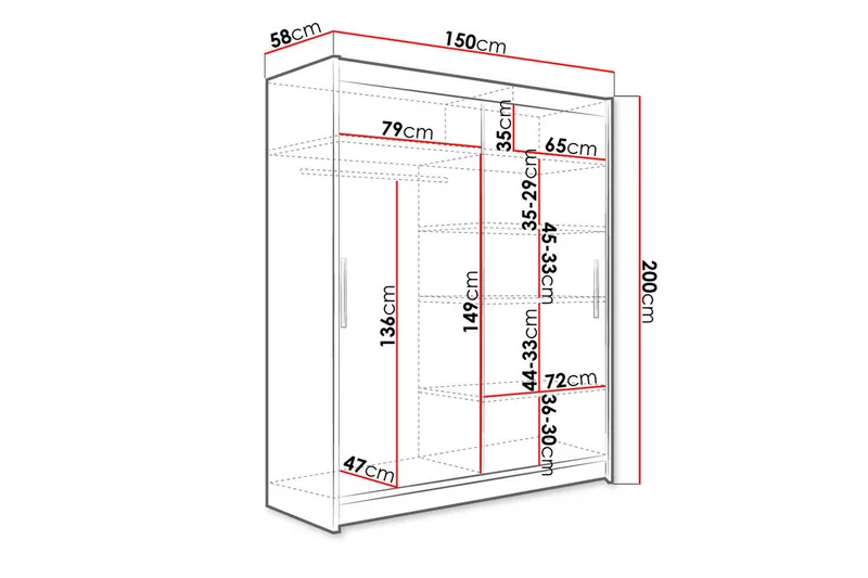 Leila Garderob 150 cm Skjutdörrar - Beige/Trä/Natur - Products - Förvaring - Garderober & garderobssystem - Garderobsskåp