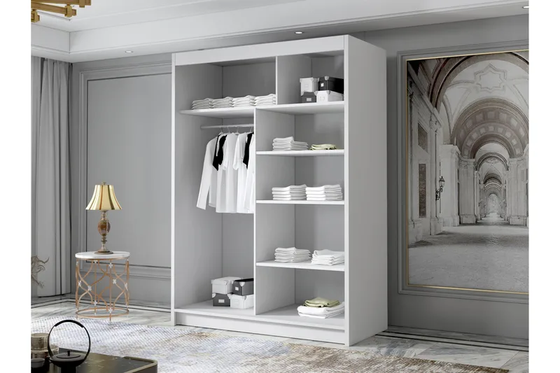 Lungos Garderob 120x200 cm - Svart/Vit - Products - Förvaring - Garderober & garderobssystem - Garderobsskåp