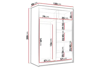 Lungos Garderob 120x200 cm - Svart/Vit - Products - Förvaring - Garderober & garderobssystem - Garderobsskåp