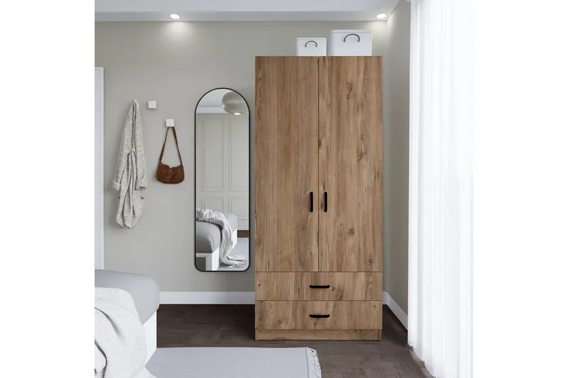 Yaman Garderob 80x182 cm - Brun - Products - Förvaring - Garderober & garderobssystem - Garderobsskåp