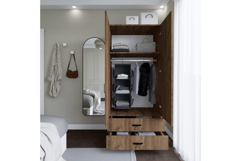 Yaman Garderob 80x182 cm - Brun - Products - Förvaring - Garderober & garderobssystem - Garderobsskåp
