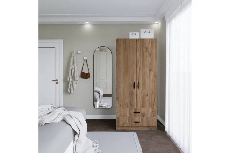 Yaman Garderob 80x182 cm - Brun - Products - Förvaring - Garderober & garderobssystem - Garderobsskåp