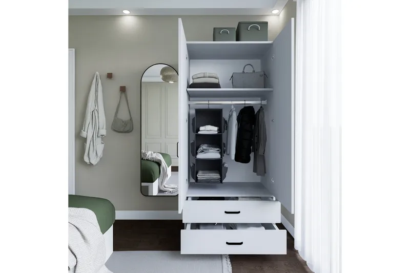 Yaman Garderob 80x182 cm - Mattvit - Products - Förvaring - Garderober & garderobssystem - Garderobsskåp