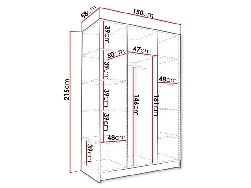 Herrljunga Garderob 150x215 cm - Brun/Svart - Products - Förvaring - Garderober & garderobssystem
