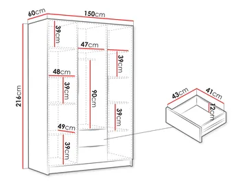 Herrljunga Garderob 150x215 cm med lådor - Brun/Guld - Products - Förvaring - Garderober & garderobssystem