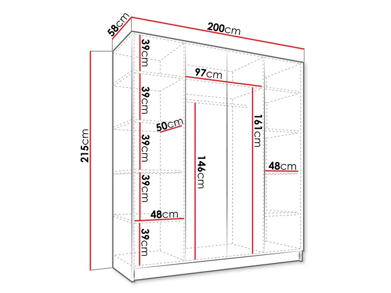 Herrljunga Garderob 200x215 cm - Brun/Svart - Products - Förvaring - Garderober & garderobssystem