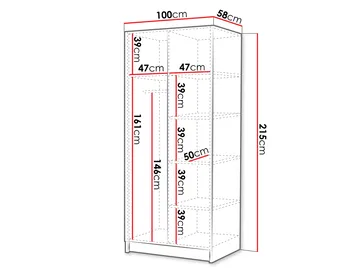 Herrljunga Garderob med Spegel 100x215 cm - Brun/Guld/Spegel - Products - Förvaring - Garderober & garderobssystem