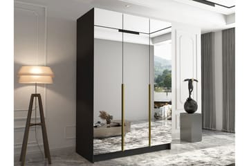 Herrljunga Garderob med Spegel 150 cm - Svart/Guld - Products - Förvaring - Garderober & garderobssystem
