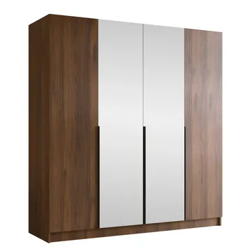 Herrljunga Garderob med Spegel 200x215 cm - Brun/Svart/Spegel - Products - Förvaring - Garderober & garderobssystem