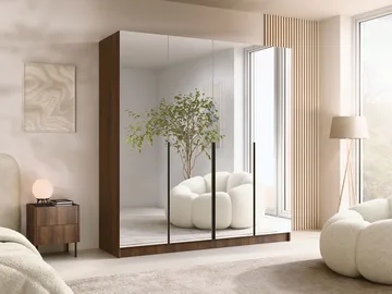 Herrljunga Garderob med Spegel 200x215 cm - Svart/Spegel - Products - Förvaring - Garderober & garderobssystem