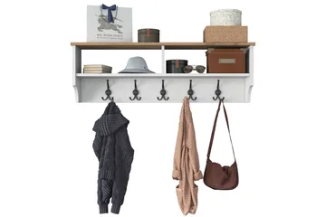 Caraway Hatthylla 120x22,2 cm Vit/Brun - Hanah Home - Products - Förvaring - Hylla - Hatthylla