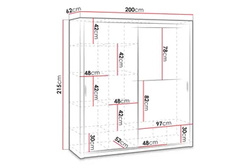 Julissa Garderob 200 cm med Spegel - Natur - Products - Förvaring - Garderober & garderobssystem