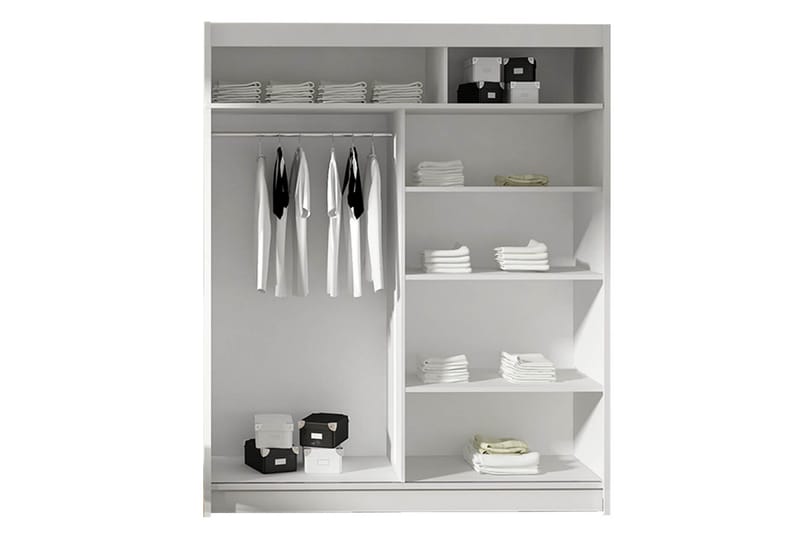 Leila Garderob 150 cm Skjutdörrar Böjd Spegel - Vit - Products - Förvaring - Garderober & garderobssystem