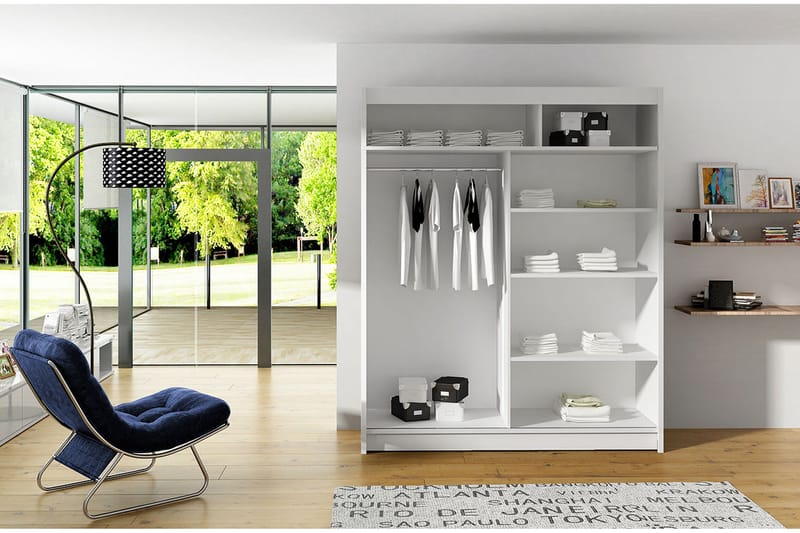 Leila Garderob 150 cm Skjutdörrar Smal Spegel - Ljus Ek - Products - Förvaring - Garderober & garderobssystem