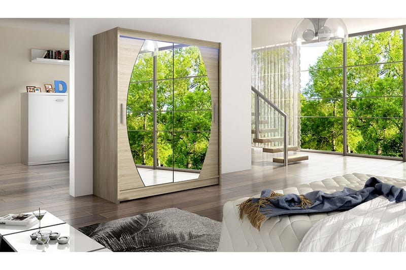 Leila Garderob med Spegel 150x200 cm - Beige - Products - Förvaring - Garderober & garderobssystem