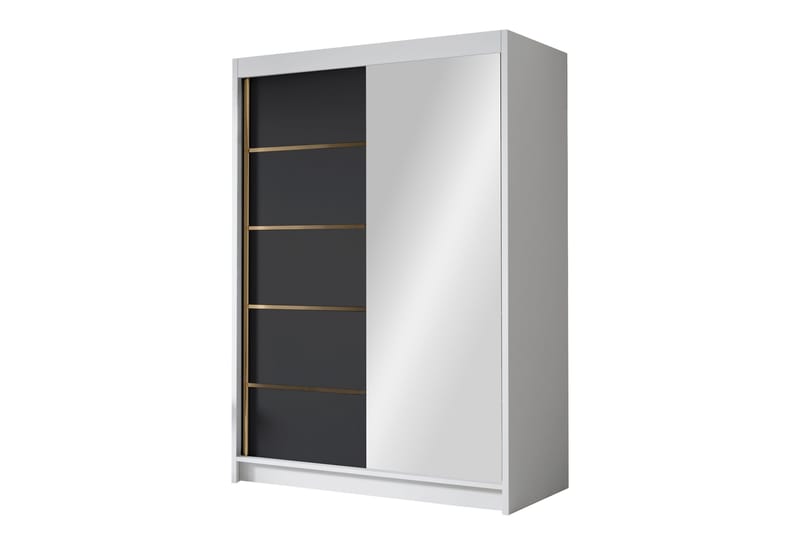 Lungos Garderob med Spegel 120x200 cm - Svart/Vit - Products - Förvaring - Garderober & garderobssystem