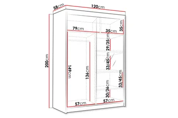 Lungos Garderob med Spegel 120x200 cm - Svart/Vit - Products - Förvaring - Garderober & garderobssystem
