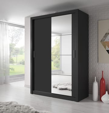 Mervyn garderob B150 cm - Svart / Spegel - Svart - Products - Förvaring - Garderober & garderobssystem