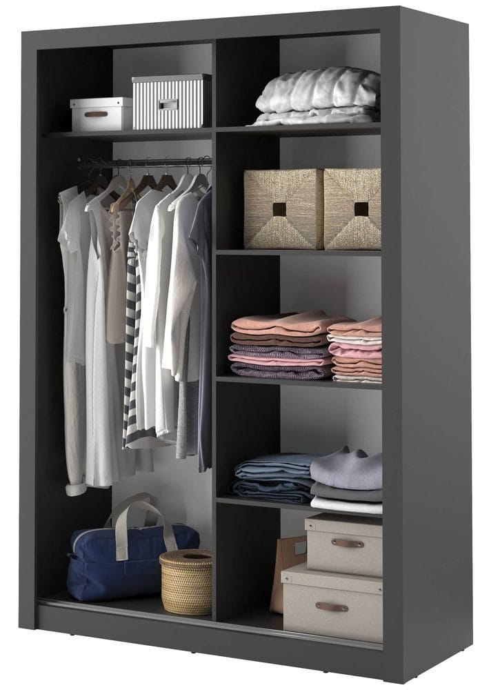 Mervyn garderob B150 cm - Svart / Spegel - Svart - Products - Förvaring - Garderober & garderobssystem
