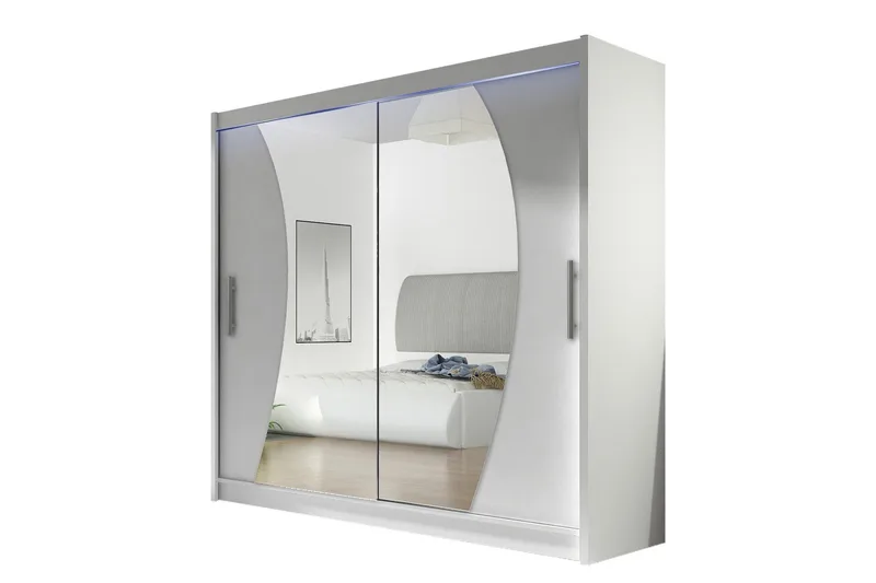 Prag Garderob med Spegel 180x215 cm, Vit