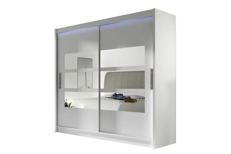 Prag Garderob med Spegel 180x215 cm, Vit